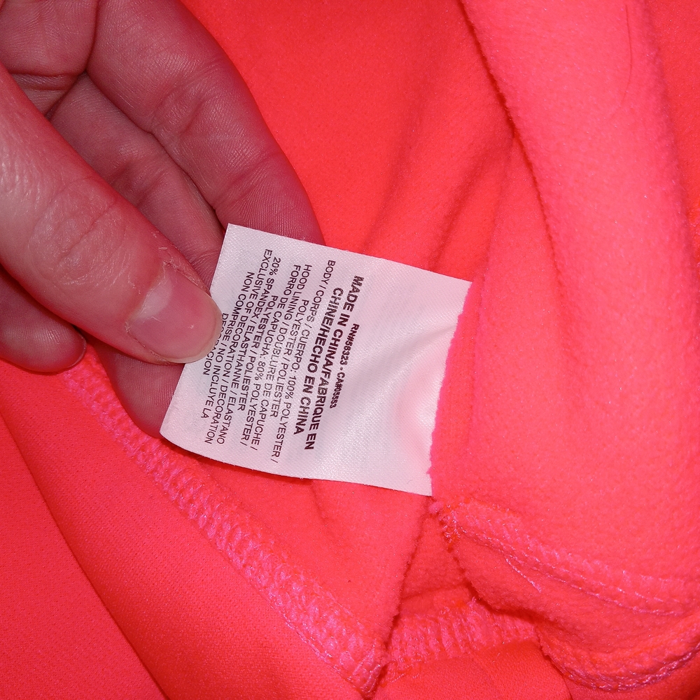 Nike Neon Coral Pink Pullover Hoodie size XS Polyester Pouch Pocket Long Sleeve - Picture 11 of 12